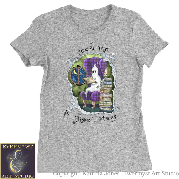 Whimsical Ghost Cute Halloween T-Shirt Spooky Scary Book Literary Shirt Mens Womens Clothing