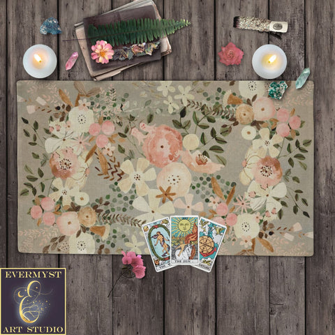 Whimsical Spring Flowers Altar Cloth - Ostara Tarot Mat Rec