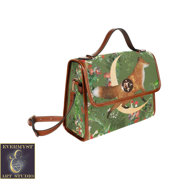 Whimsical Woodland Fox Handbag Satchel Shoulder Bag Canvas Purse Bags