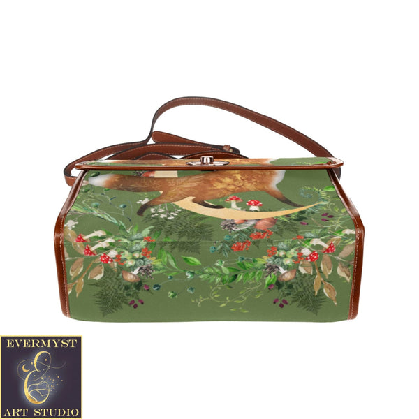 Whimsical Woodland Fox Handbag Satchel Shoulder Bag Canvas Purse Bags