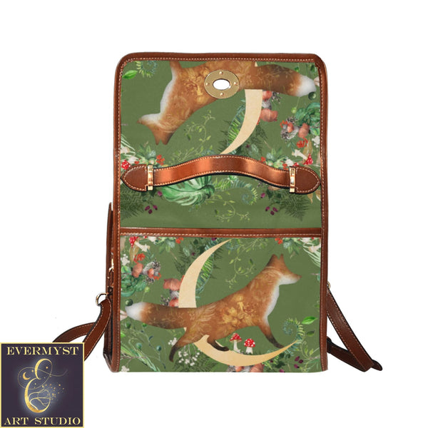 Whimsical Woodland Fox Handbag Satchel Shoulder Bag Canvas Purse Bags