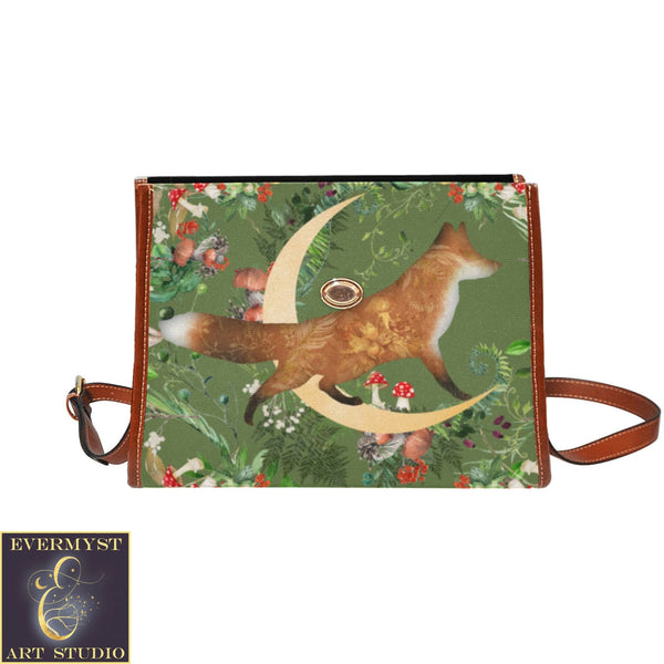 Whimsical Woodland Fox Handbag Satchel Shoulder Bag Canvas Purse Bags