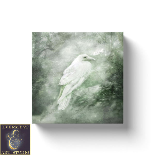 White Celtic Raven Painting - Mythic Creature Canvas Art