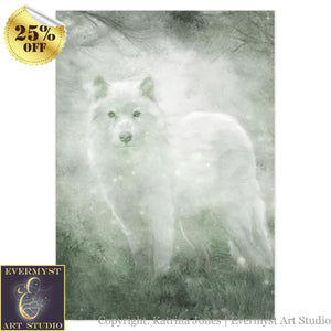 White Wolf Greeting Card Mystical Fantasy Wildlife Stationary Notecard 10 Cards