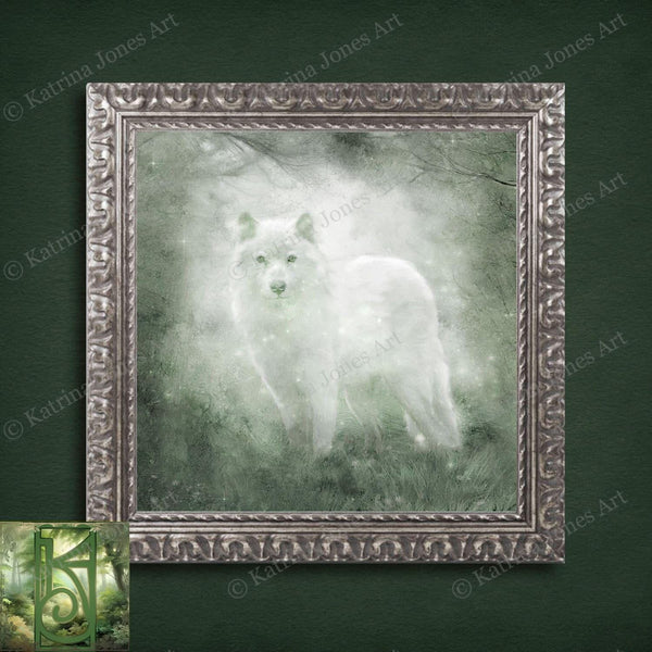 White Wolf Painting Canvas Art Spirit Animal Mythic Creature
