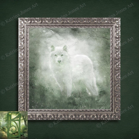 White Wolf Painting Canvas Art Spirit Animal Mythic Creature