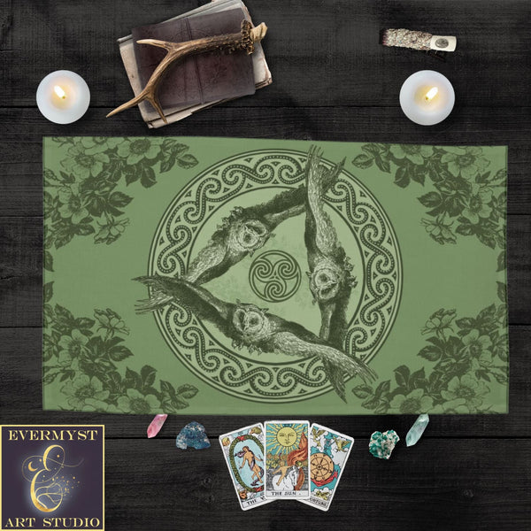 Wicca Owl Altar Cloth Tarot Reading Mat For Witchcraft And Pagan Decor Rec