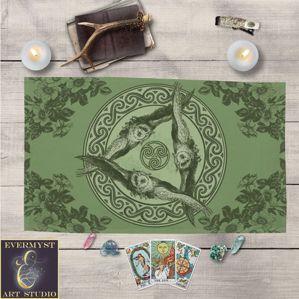 Wicca Owl Altar Cloth Tarot Reading Mat For Witchcraft And Pagan Decor Rec