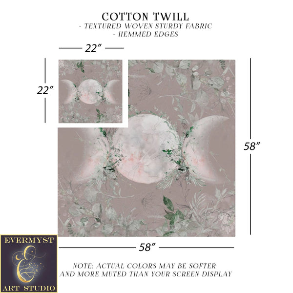 Wicca Triple Moon Altar Cloth - Blush Pink Green Tarot Mat Square