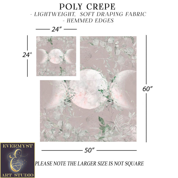 Wicca Triple Moon Altar Cloth - Blush Pink Green Tarot Mat Square