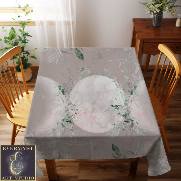 Wicca Triple Moon Altar Cloth - Blush Pink Green Tarot Mat Square