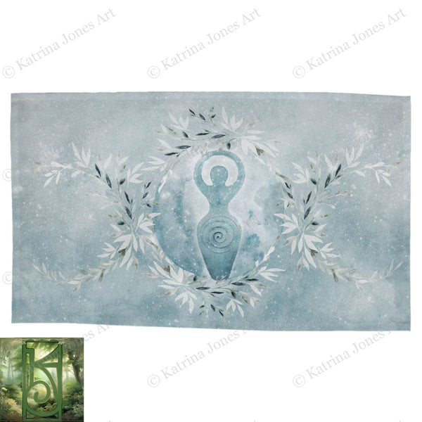Winter Goddess Altar Cloth - Wicca Pagan Yule Tarot Rec