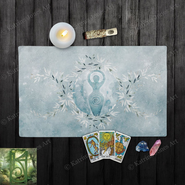 Winter Goddess Altar Cloth - Wicca Pagan Yule Tarot Cotton Twill Rec