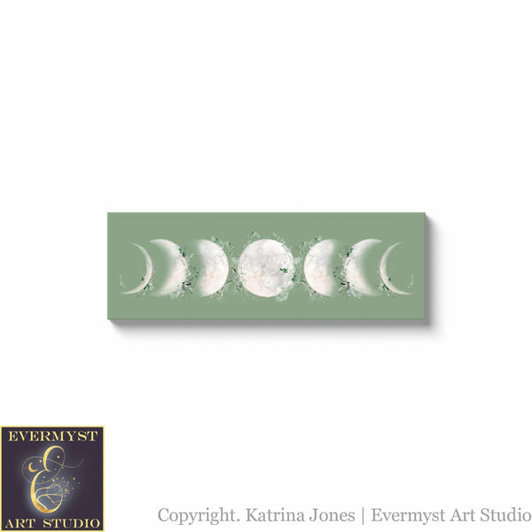 Wild Green Moon Phases Canvas Art Print