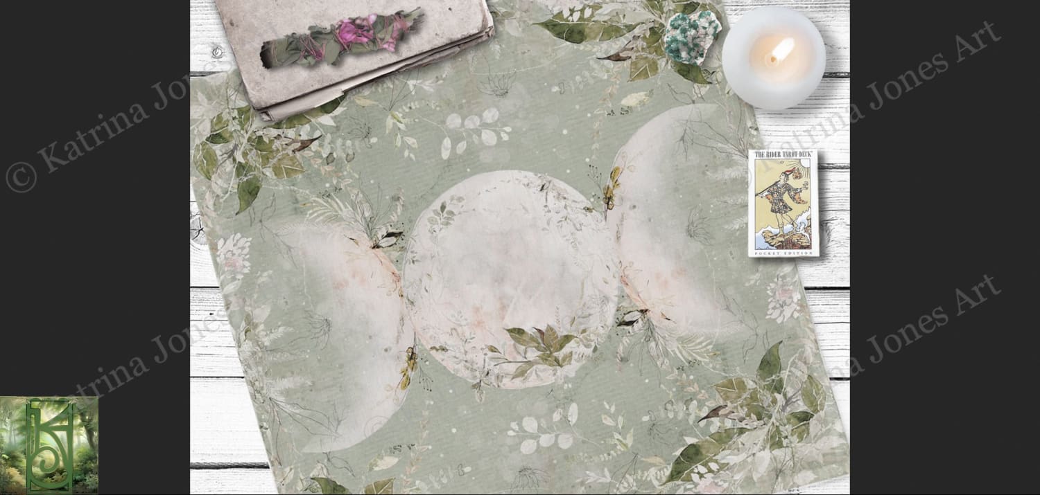 Enchanted Triple Moon Altar Cloth - Wicca Pagan Decor Tarot Mat Square