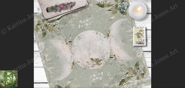 Enchanted Triple Moon Altar Cloth - Wicca Pagan Decor Tarot Mat Square