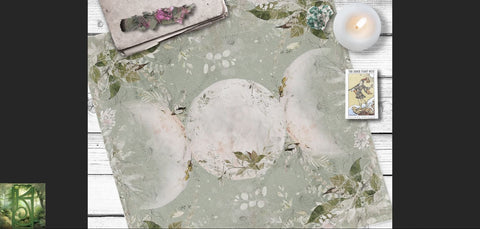 Enchanted Triple Moon Altar Cloth - Wicca Pagan Decor Tarot Mat Square