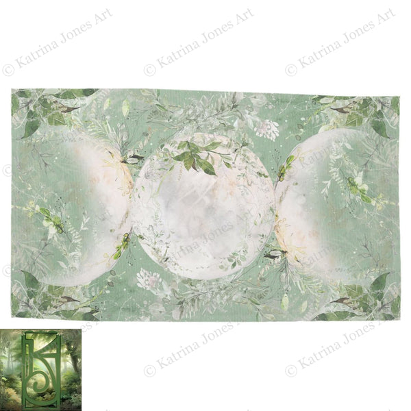 Enchanted Wild Triple Moon Altar Cloth Wicca Goddess Witch Tarot Mat Rec