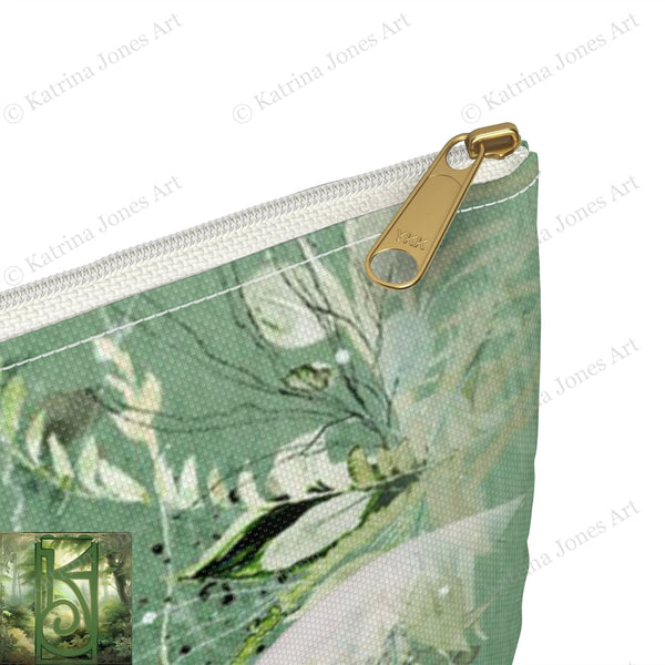 Wild Greenery Triple Moon Goddess Accessory Zippered Pouch Purse Tarot Oracle Deck Makeup Zip