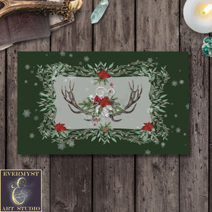 Winter Altar And Tarot Cloth - Antler Botanical Design Rec