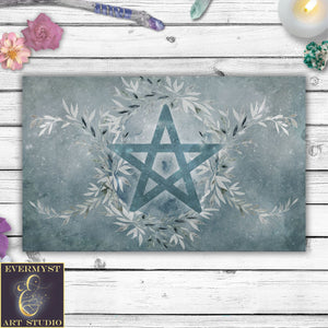 Winter Blue Ice Pentacle Altar Cloth Rec