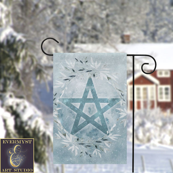 Winter Blue Ice Pentacle Garden Flag