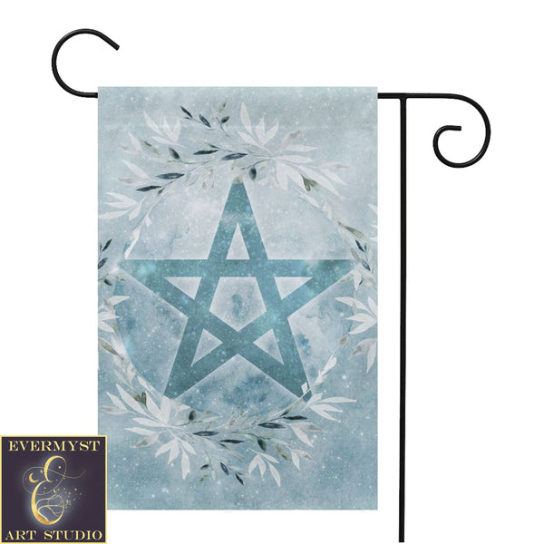 Winter Blue Ice Pentacle Garden Flag