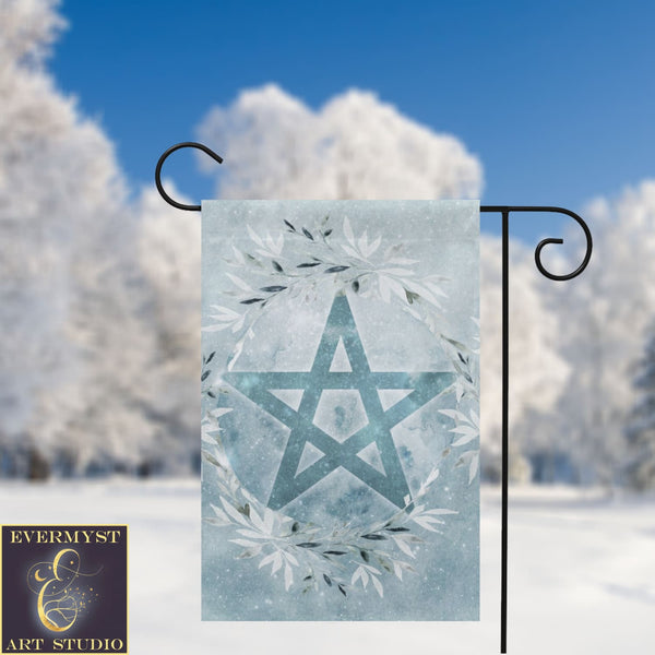 Winter Blue Ice Pentacle Garden Flag