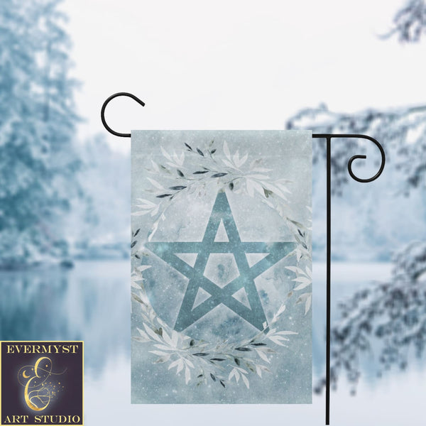 Winter Blue Ice Pentacle Garden Flag