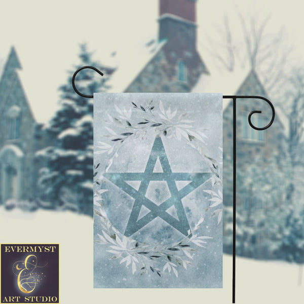 Winter Blue Ice Pentacle Garden Flag