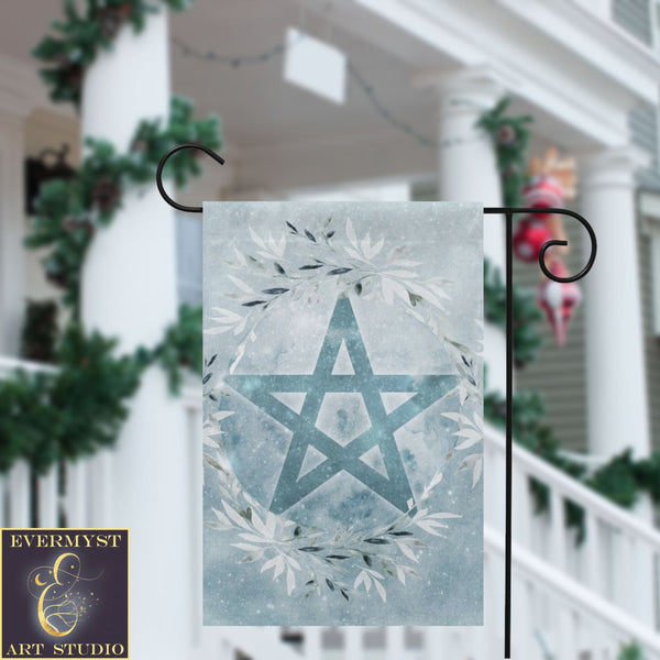 Winter Blue Ice Pentacle Garden Flag