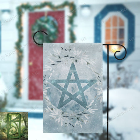 Winter Blue Ice Pentacle Garden Flag