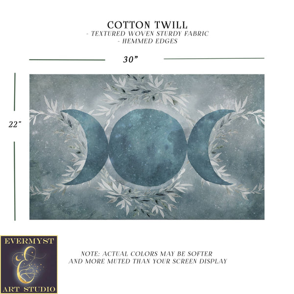 Winter Blue Ice Triple Moon Altar Cloth Rec