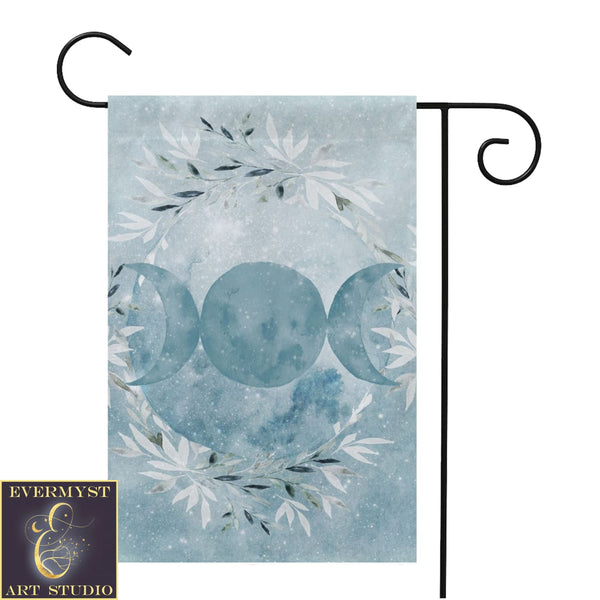 Winter Blue Ice Triple Moon Garden Flag