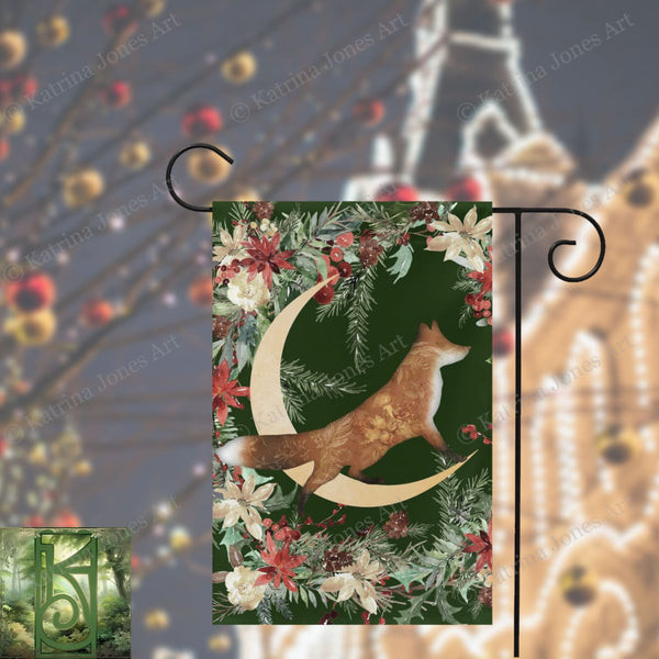 Winter Forest Fox Garden Flag - Whimsical Cottage Banner