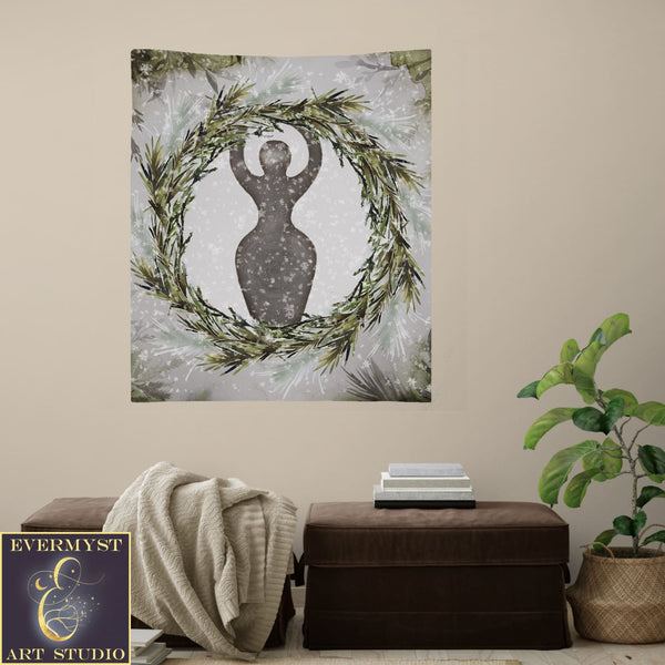 Winter Goddess Altar Cloth - Tarot Reading Mat Yule Witch Vibe Decor Square