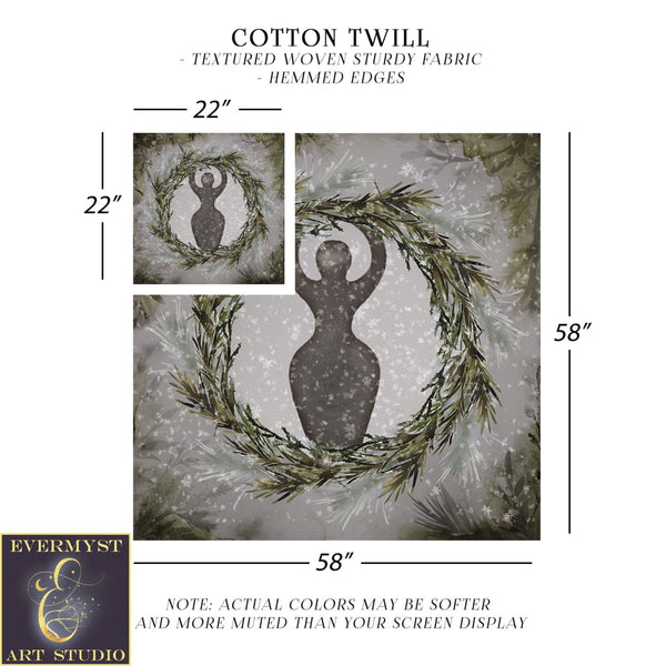 Winter Goddess Altar Cloth - Tarot Reading Mat Yule Witch Vibe Decor Square