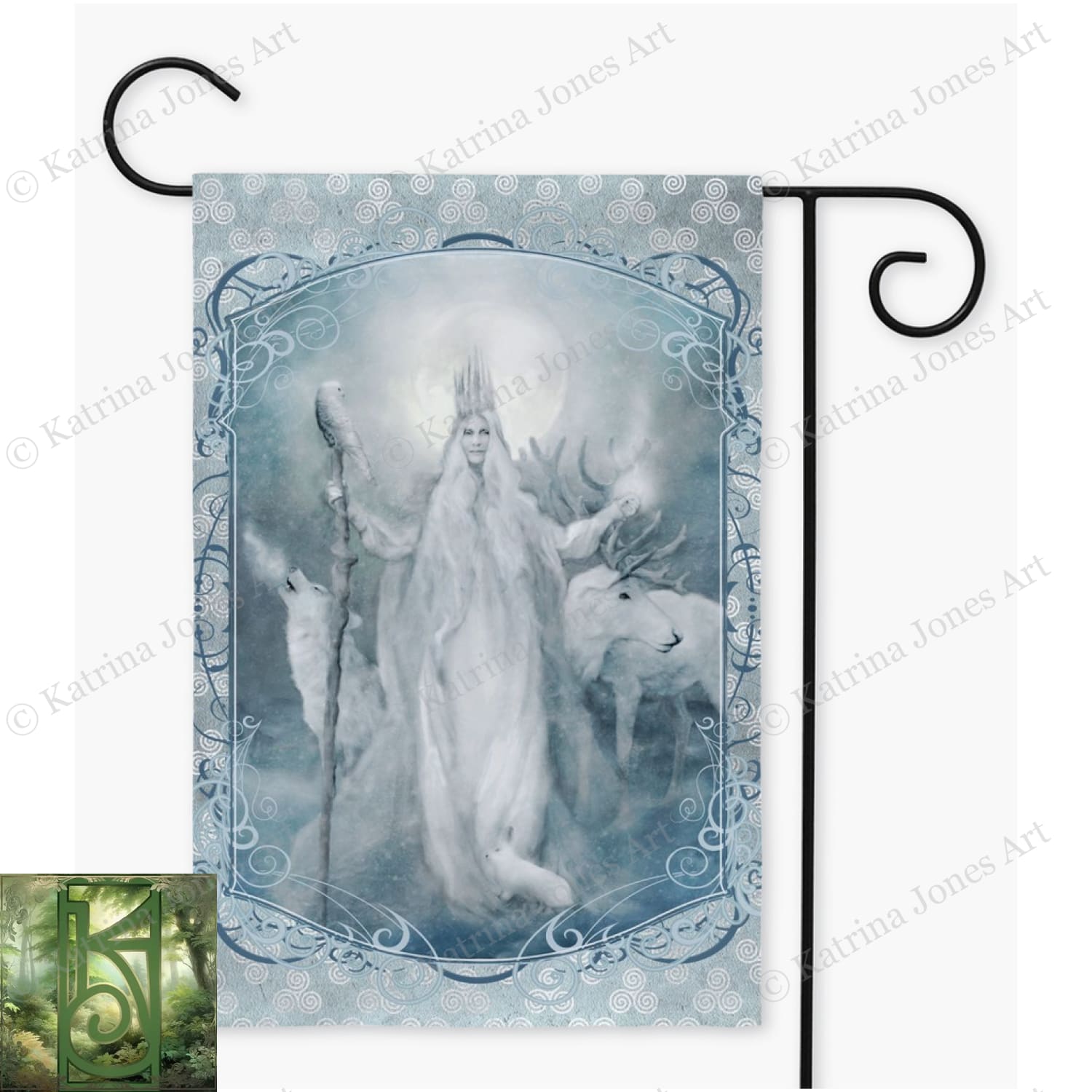 Winter Goddess Cailleach Garden Flag - Celtic Pagan Yule Art Decor Double / 12X18 Inch