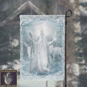 Winter Goddess Cailleach Garden Flag - Celtic Pagan Yule Art Decor