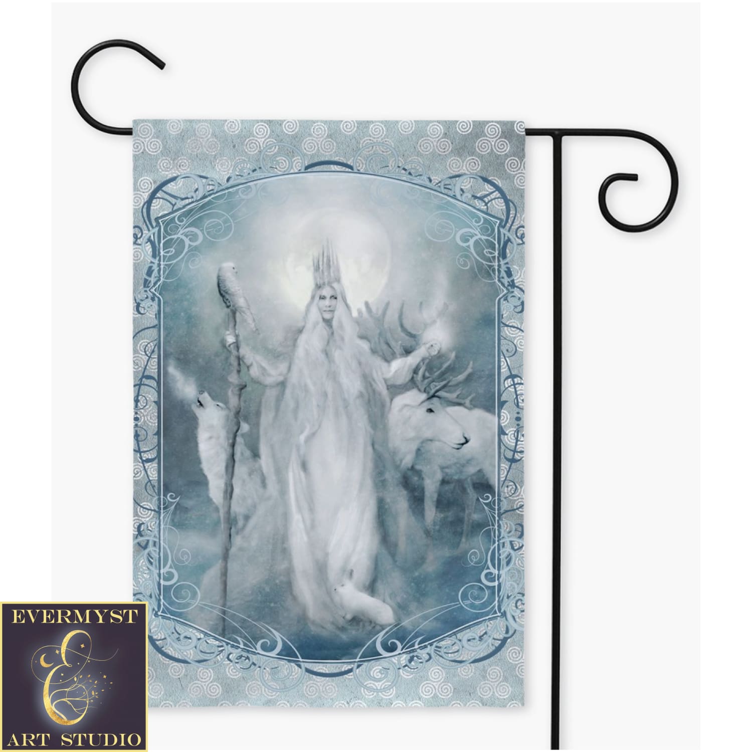 Winter Goddess Cailleach Garden Flag - Celtic Pagan Yule Art Decor Double / 12X18 Inch