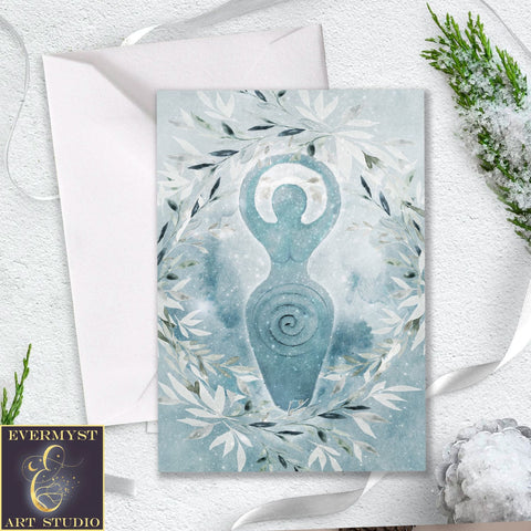 Winter Goddess Greeting Card Wicca Witch Pagan Solstice Symbol Notecards