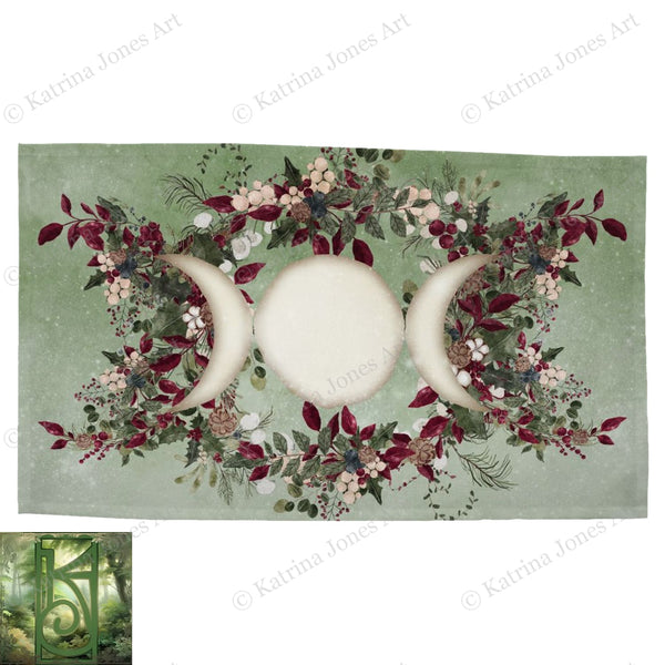 Winter Greens Yule Altar Cloth - Wicca Witch Pagan Decor Rec