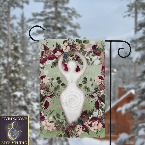 Winter Greens Yule Goddess Garden Flag