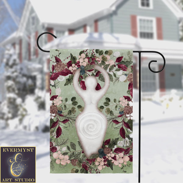 Winter Greens Yule Goddess Garden Flag