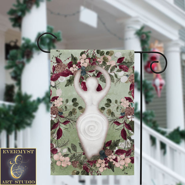 Winter Greens Yule Goddess Garden Flag