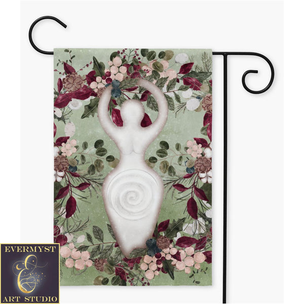 Winter Greens Yule Goddess Garden Flag