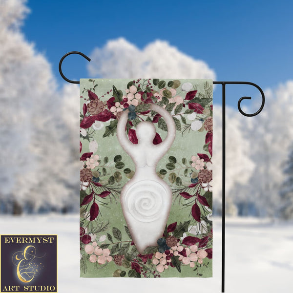 Winter Greens Yule Goddess Garden Flag