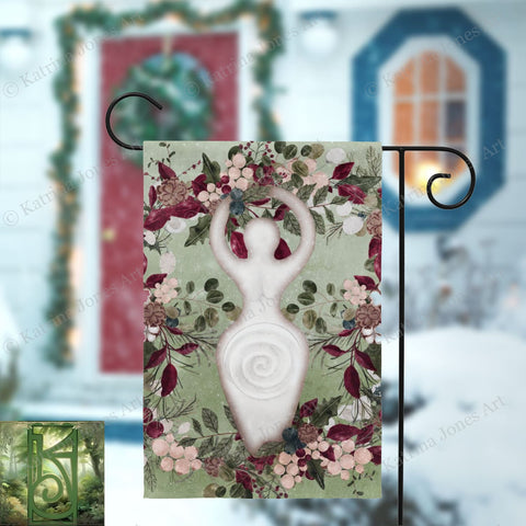 Winter Greens Yule Goddess Garden Flag