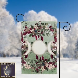 Winter Greens Yule Triple Moon Garden Flag