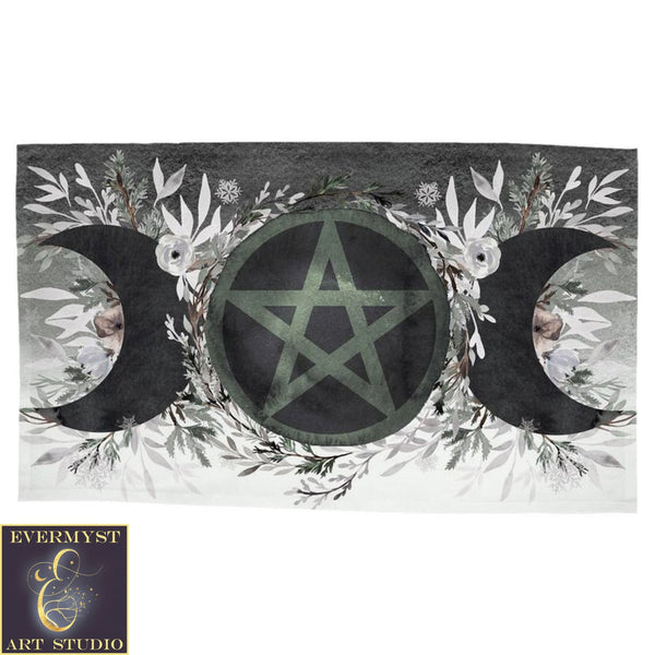 Winter Moon Pentacle Altar Cloth - Witch Pagan Tarot Rec